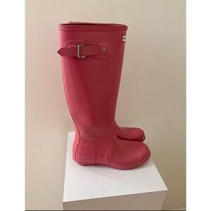 Hunter Original Pink Gloss Tall Boots Authentic Size 8